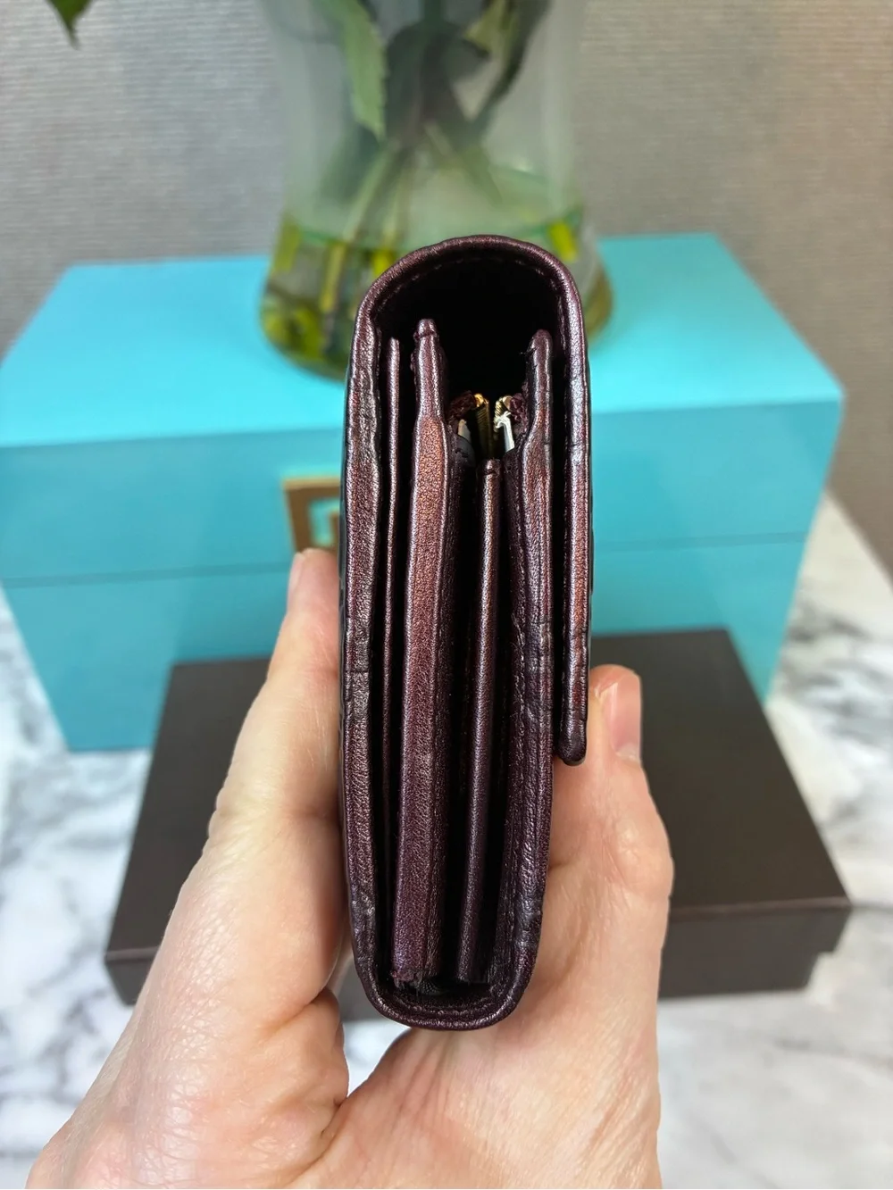 Gucci GG Dark Merlot Leather Snap Closure Wallet - NWOT Brand New Authentic - Picture 4 of 15